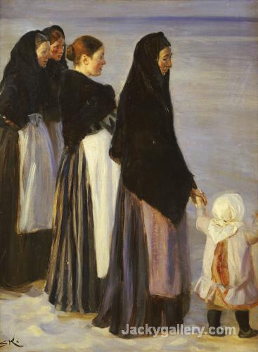 The Departure Of The Fishing Fleet Details by Peder Severin Kroyer paintings reproduction